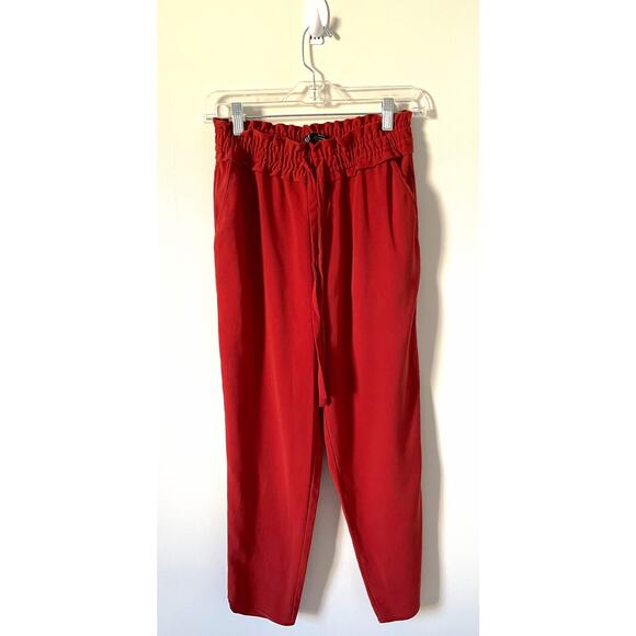 ZARA TRF Paperbag Elastic Pull On Pants Rust Orange Size XS - Picture 2 of 8
